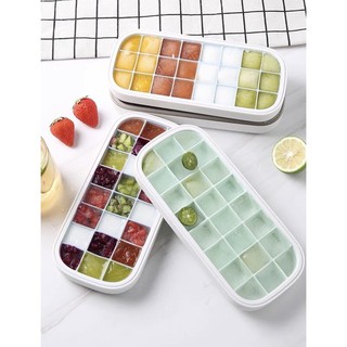 Khay đá silicon, Khay đựng đồ ăn dặm 24 ô có nắp ecoco