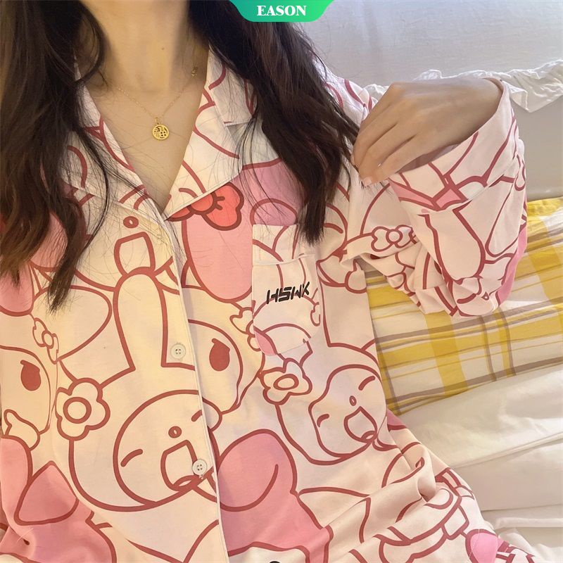 Bộ Đồ Ngủ Tay Dài In Hoạt Hình Sanrio Melody Kiểu Nhật Bản Dễ Thương Thời Trang Mùa Thu Cho Bạn Gái