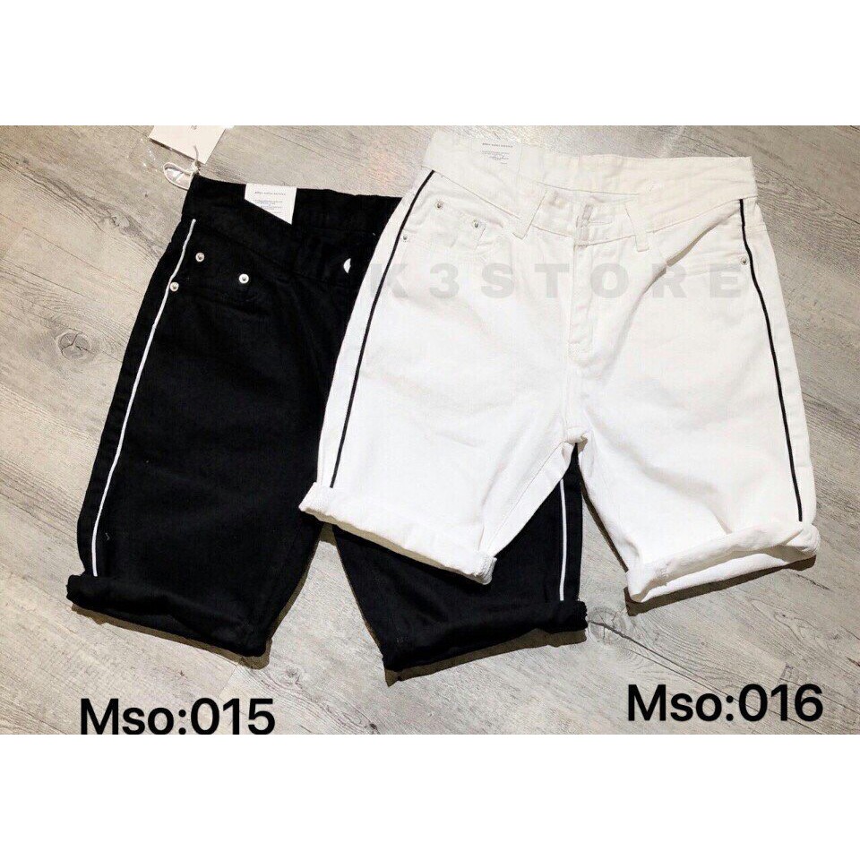 ảnh shop chụp 100% _ quần short jean nam phối sọc,quần short jean hai màu trắng đen