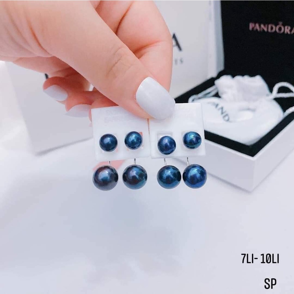 Bông tai trai thật tự nhiên nước ngọt dáng Dior  phối thân và nút  BẠC chuẩn xịn