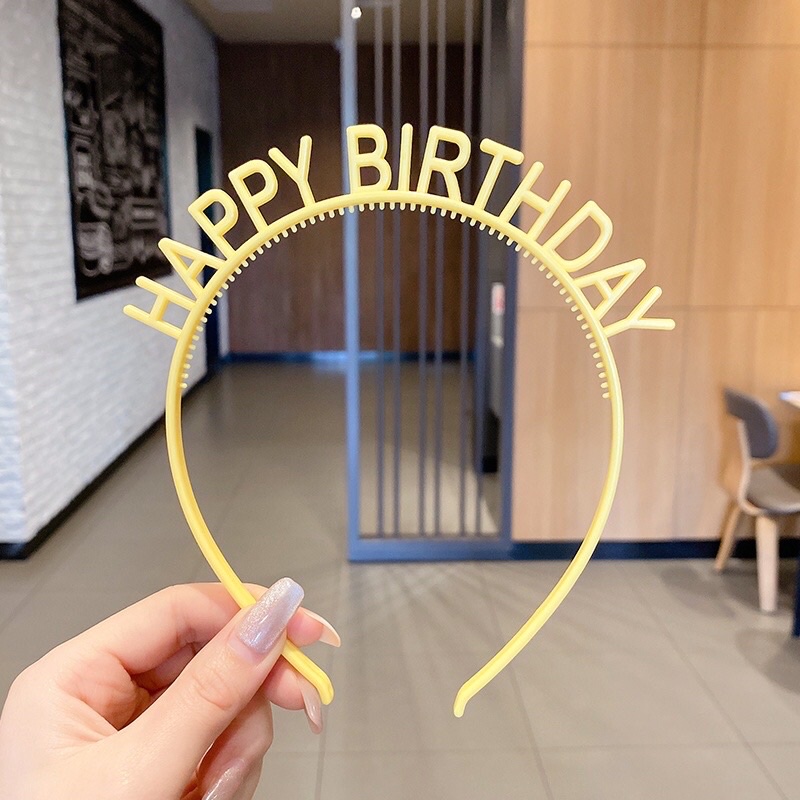 băng đô cài tóc nhựa Happy Birthday vương miện đeo ngày sinh nhật nhiều màu dễ thương