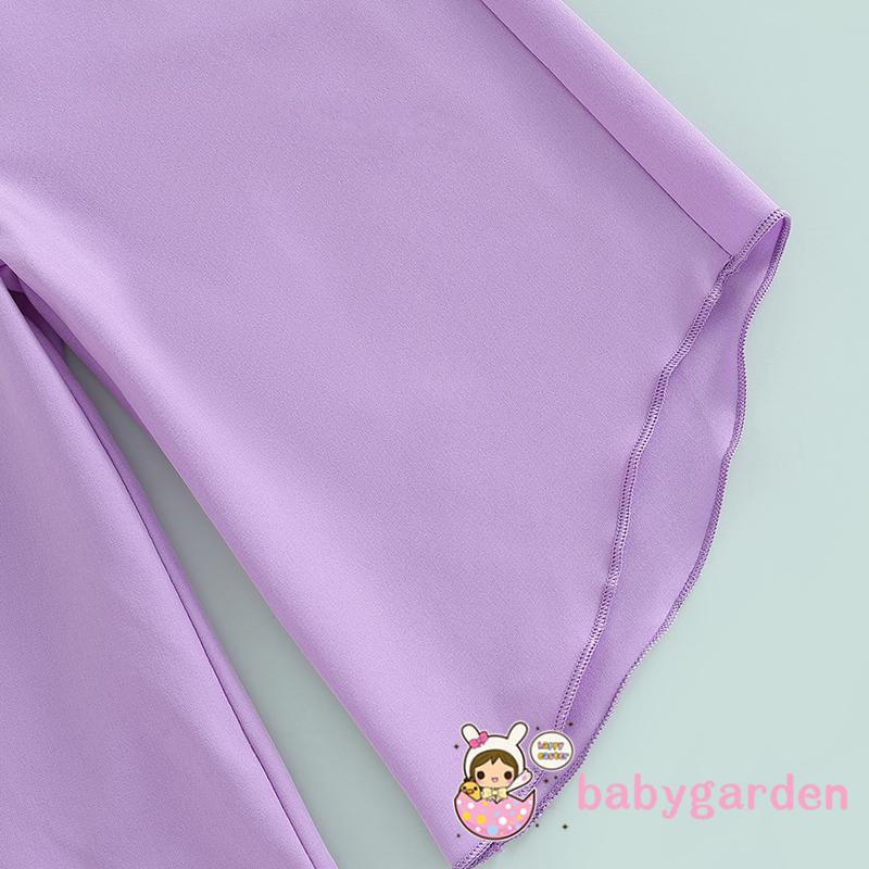 Áo liền quần Tay Loe Dài Cổ Chữ V Màu Trơn Thời Trang Mùa Hè Cho Bé Gái 1-6 Tuổi