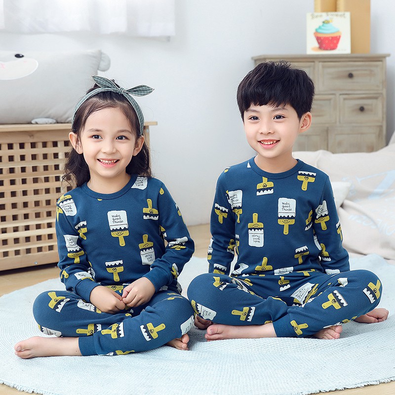 Bộ 2 món gồm áo thun tay dài + quần dài ngủ xinh xắn cho trẻ em