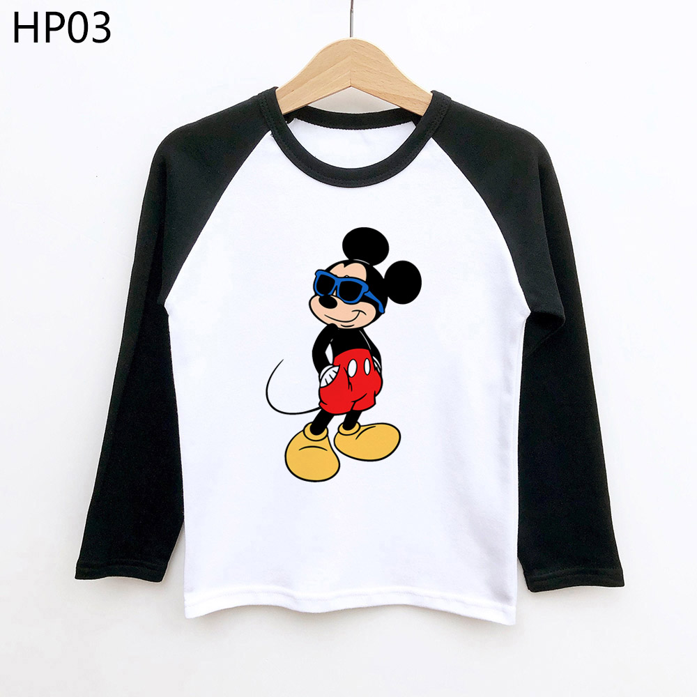 ❀ 2 Màu MICKEY Hoạt Hình In Hình Trẻ Em Đồ Họa Áo Thun Tay Dài Quần Áo Thời Trang Cho Bé Trai Bé Gái