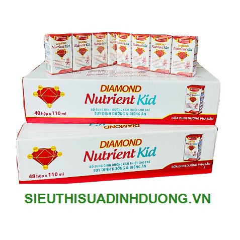 Lốc 4 hộp Diamond Nutrient kid 110ml bổ sung dinh dưỡng cần thiết cho trẻ suy dinh dưỡng và biếng ăn