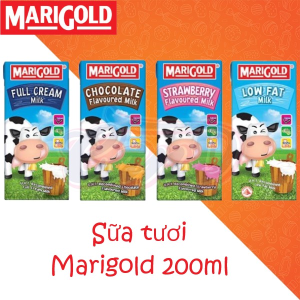 (5 loại) Sữa tươi Marigold hộp 200ml