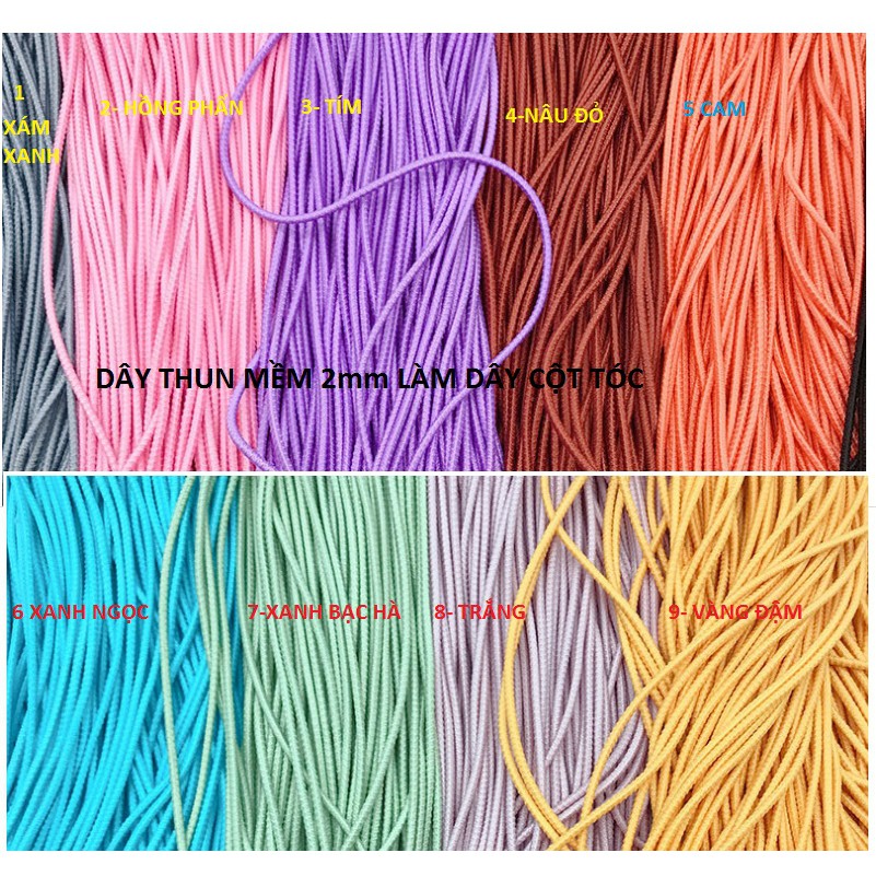 BÓ 5-10 met dây thun mềm 2mm làm dây cột tóc