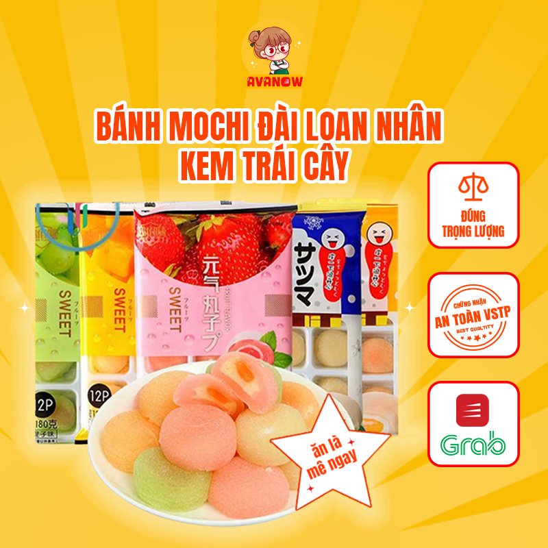 Bánh mochi Đài Loan nhân kem trái cây 🍣 Avanow 🍣 180g 12 cái