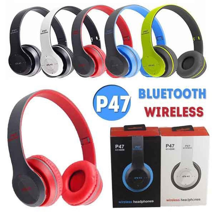 (Hàng có sẵn) Tai nghe Bluetooth chụp tai P47 có khe cắm thẻ nhớ