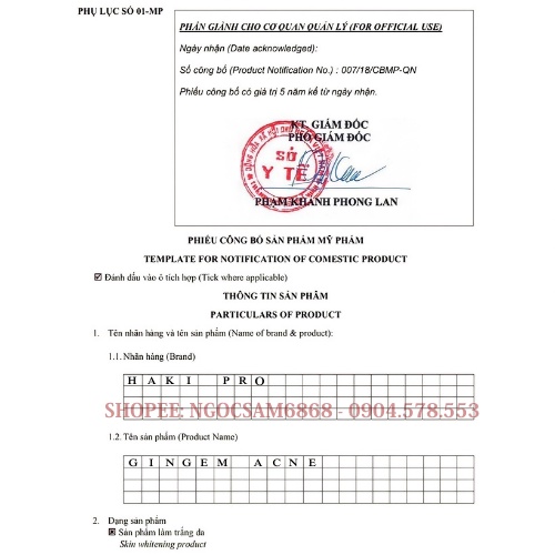 Gingem Haki  Mụn, Sáng Da