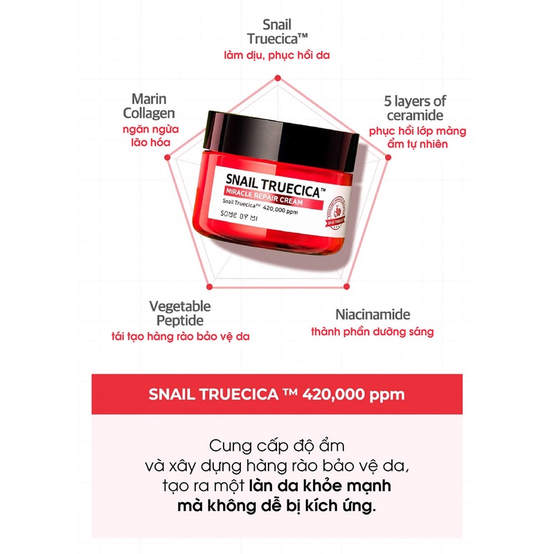 Kem dưỡng Some By Mi Snail Truecica Miracle Repair Cream