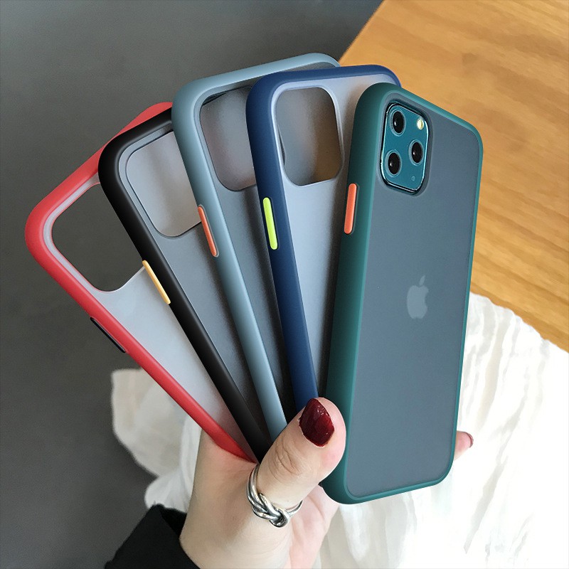 🌟Case iPhone 13🌟 Ốp Lưng Nhám Viền Màu Chống Sốc iPhone 11/11 Pro/11 Promax/12/12 Pro/12 Promax - MINH AN SAIGON