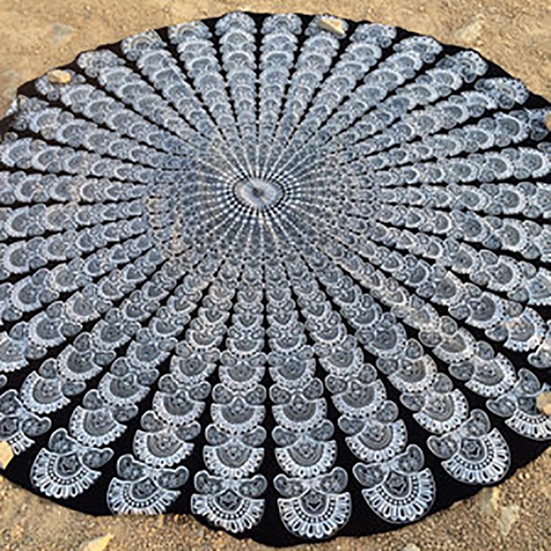 Thảm tập Yoga, đi biển hình tròn họa tiết hoa văn