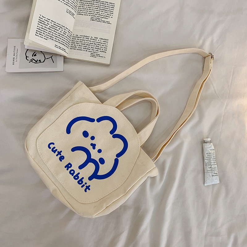 Túi Vải Canvas Đeo Vai Sức Chứa Lớn Dễ Phối Đồ Thời Trang Cho Nữ