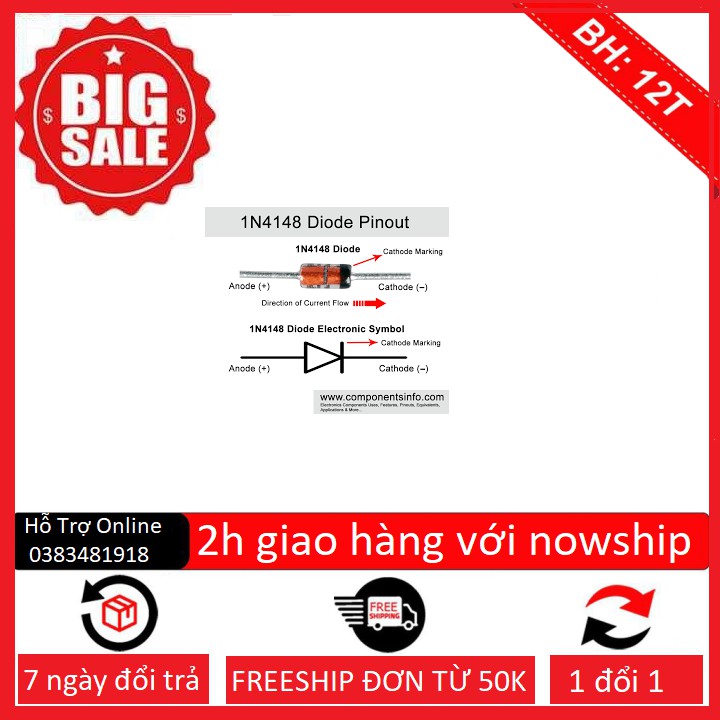 combo 10 DIODE 1N4148 (Combo 10 chiếc) diot 1n4148 | BigBuy360 - bigbuy360.vn