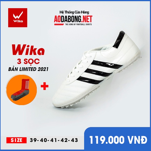 Giầy bóng đá phủi WIKA 3 sọc CT3 chính hãng đế thấp TF