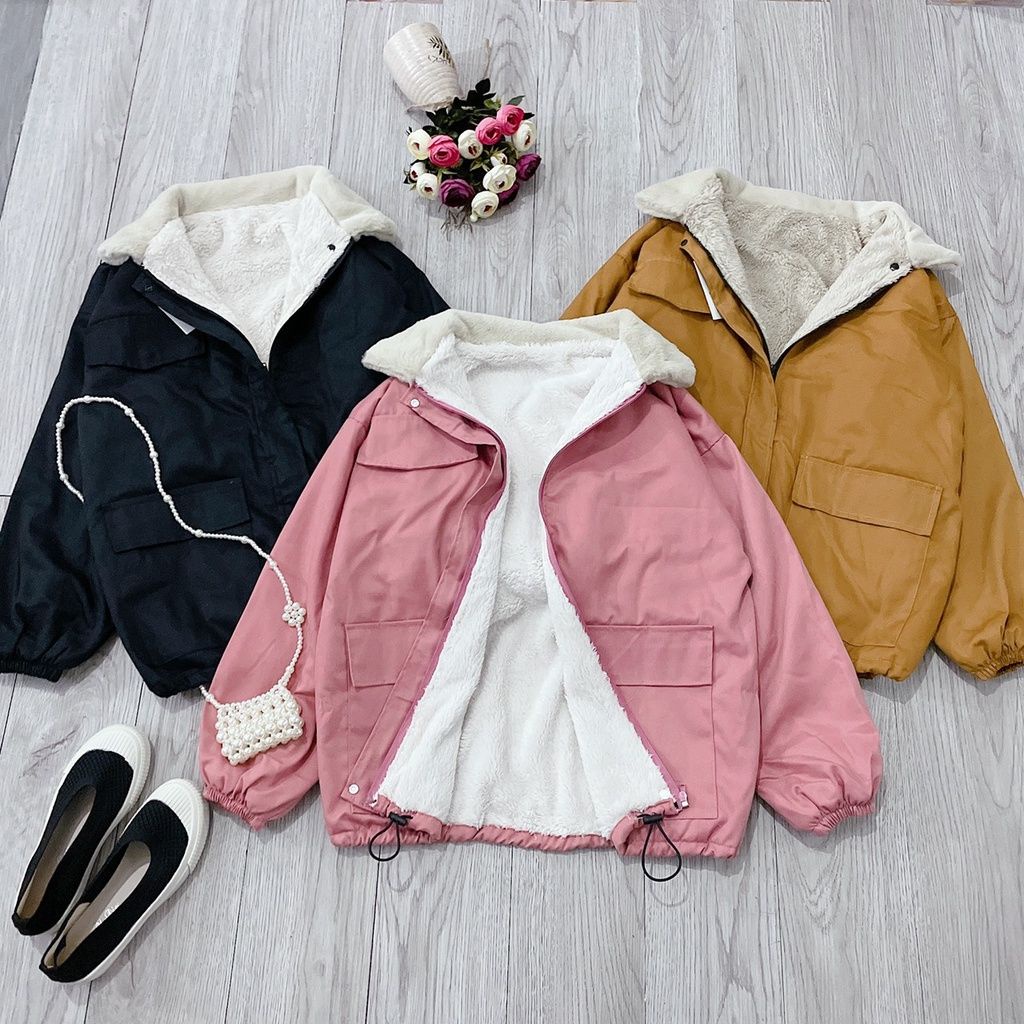 Áo Phao , áo Khoác Kaki ,Túi Ngực, 2 Lớp Lót Lông Cổ Bẻ | BigBuy360 - bigbuy360.vn