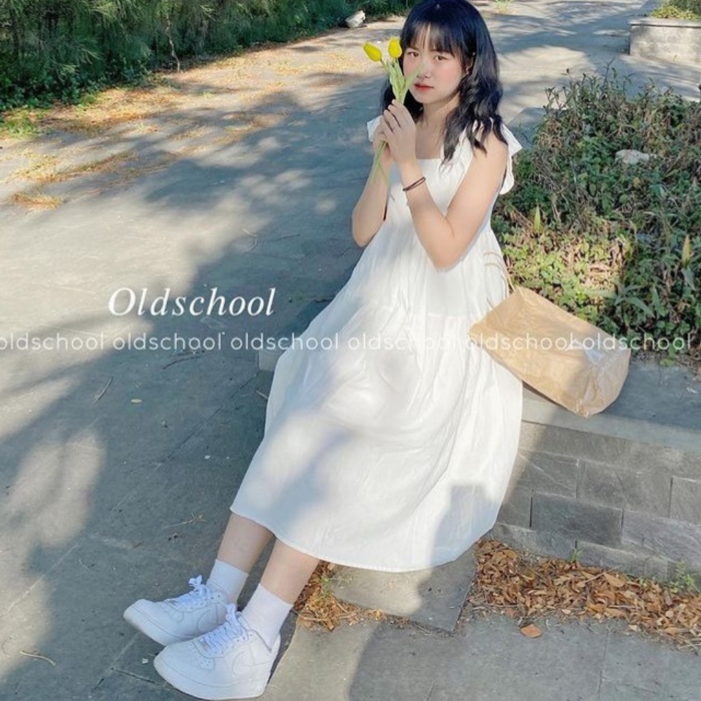 Váy 2 dây thô nến buộc vai/ Váy babydoll nữ dáng xòe phong cách Hàn Quốc / HÀNG CÓ SẴN