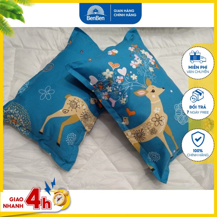 Combo 2 áo gối cotton vải TL 50x70cm, chất vải dày mịn mát bền màu không xù lông, chat chọn mẫu - Ben Ben
