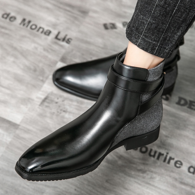 Giày Bốt Cổ Thấp Mũi Nhọn Đế Dày Phong Cách Âu Mỹ Thời Trang Cho Nam Size 38-48 Chelsea