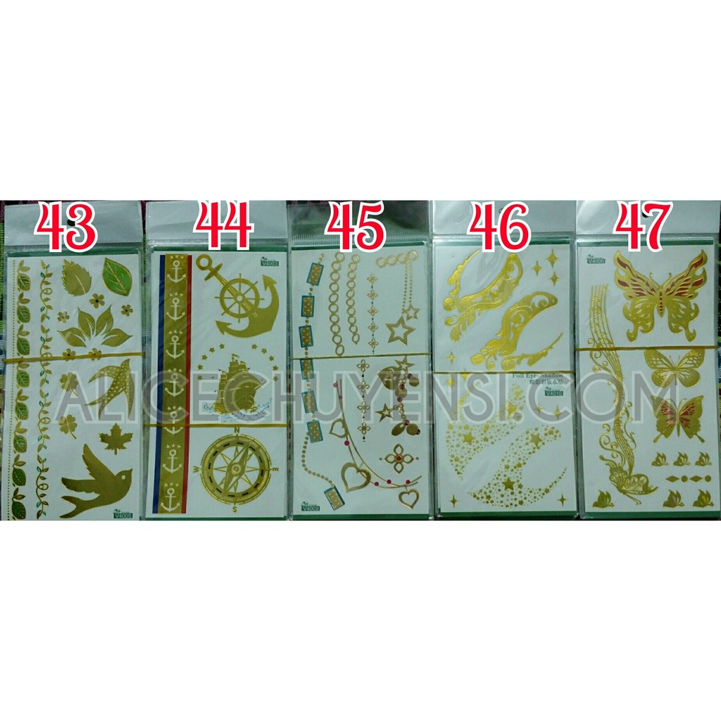 Combo 5 tấm hình xăm dán ánh kim
