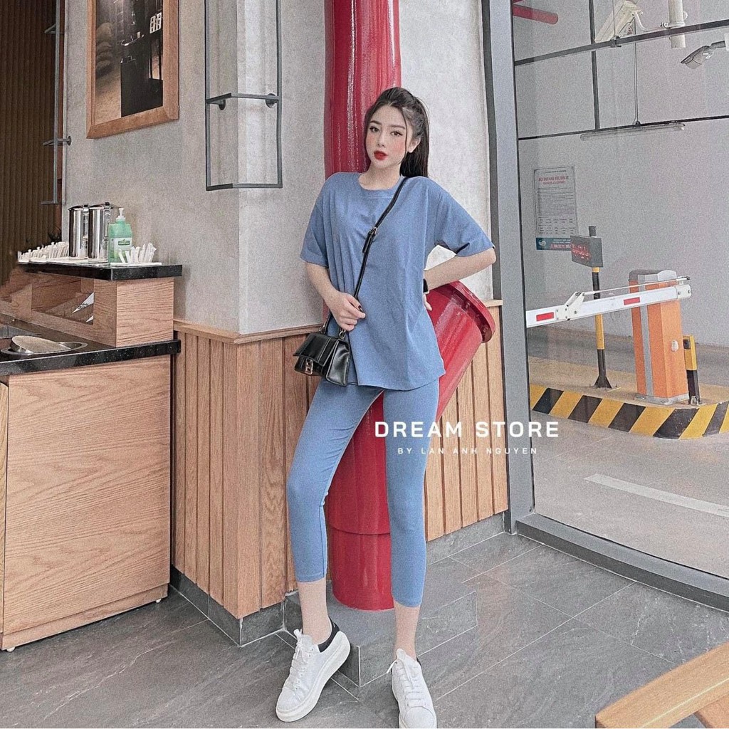 Bộ Cotton Trơn Basic Cộc Tay Bộ Mặc Ở Nhà