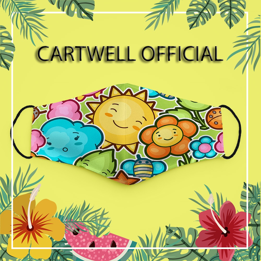 Khẩu trang đáng yêu hoạt hình trẻ em vui nhộn cute cho bé Hình Đẹp CARTWELL vải cotton 100% phòng ô nhiễm dễ thở không đ