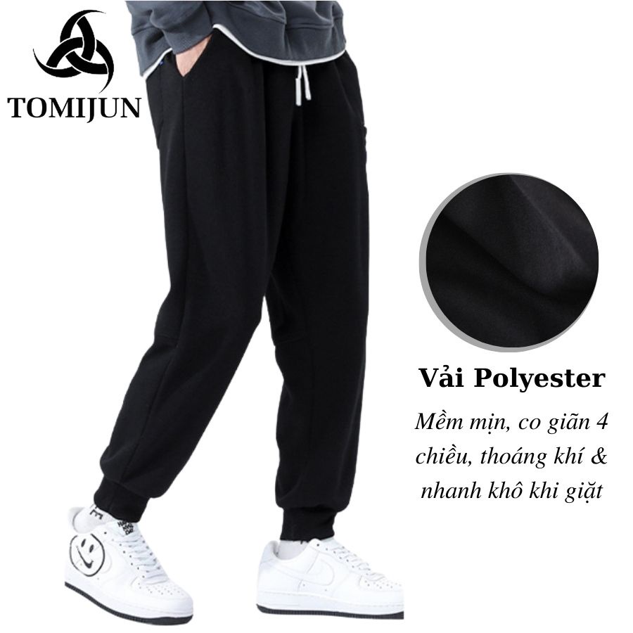 Quần jogger, quần thể thao nam TOMIJUN chất liệu thun co giãn 4 chiều, không nhăn xù, bo ống chân phong cách Hàn Quốc