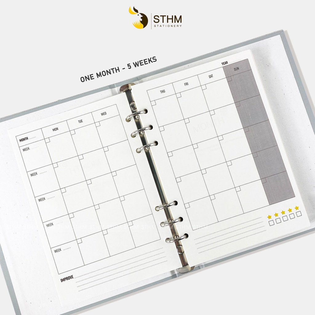 Ruột PLANNER refill - A5 - Sổ còng - 6 lỗ - STHM Stationery