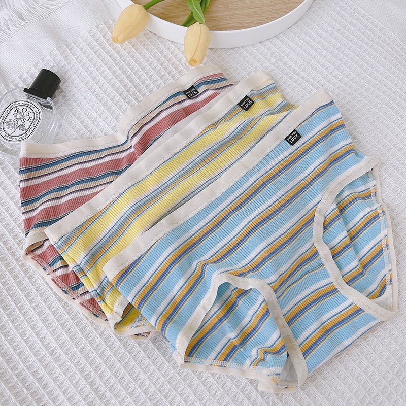 Quần Lót Nữ Cotton Lạnh Co Dãn Phối Kẻ Mềm Mại, Ngọt Ngào WISH YOU (loại 1)