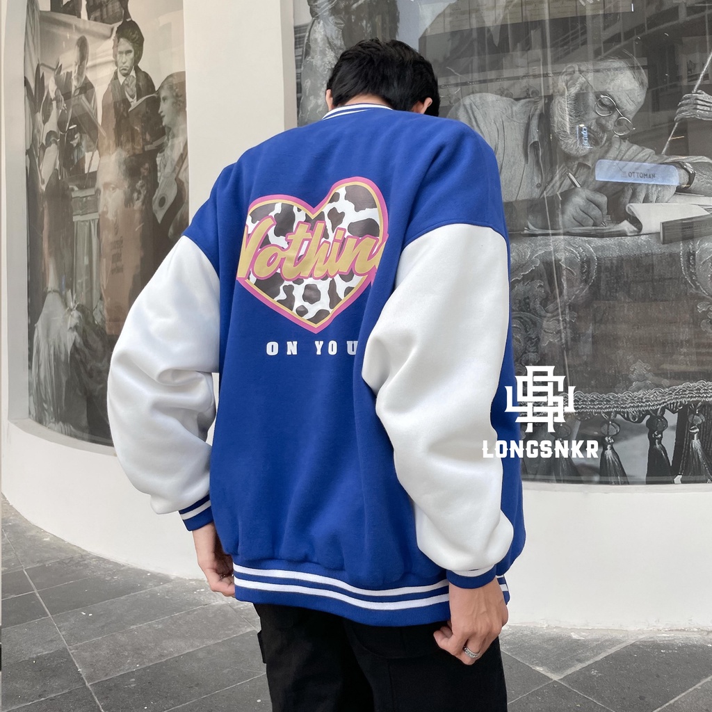 _ Áo khoác Varsity Nothing On  họa tiết Longsnkr chất nỉ giữ nhiệt và thoáng - Bomber /Vars