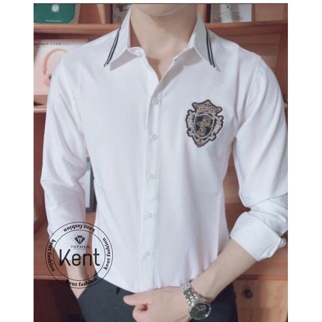Áo sơ mi nam trắng logo đẹp bao chất, vải chuẩn hàng Shop - ẢNH THẬT