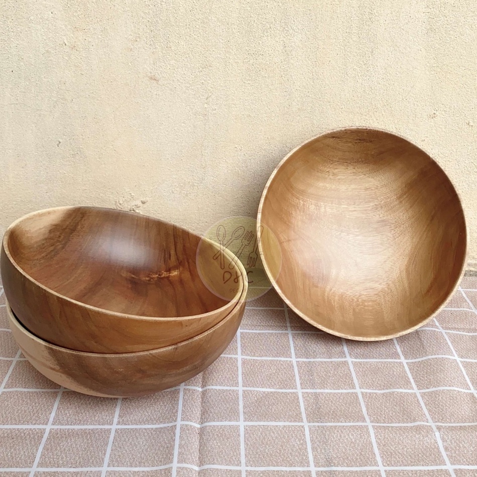 Bát gỗ Keo nguyên khối kích thước  đựng Salad/món trộn/hoa quả/đồ khô DHC Decor