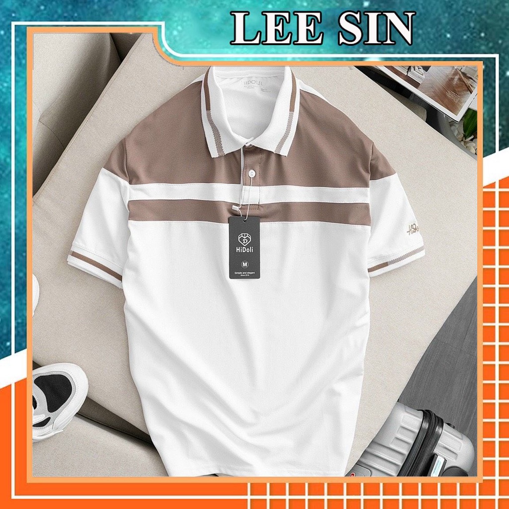 Áo thun polo nam vải cá sấu cotton phom suông, Áo cổ trụ bẻ phối màu đẹp nổi bật, phong cách cá tính - Leesin