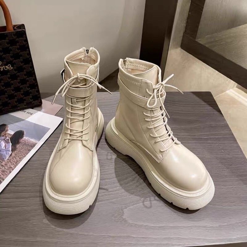 Giày Bốt Dây Buộc Đế Độn Khoá Kéo Sau Phong Cách | BigBuy360 - bigbuy360.vn