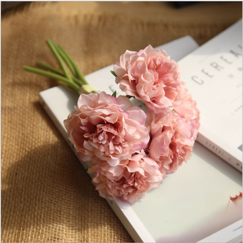 Bó hoa mẫu đơn giả bằng lụa dùng trang trí