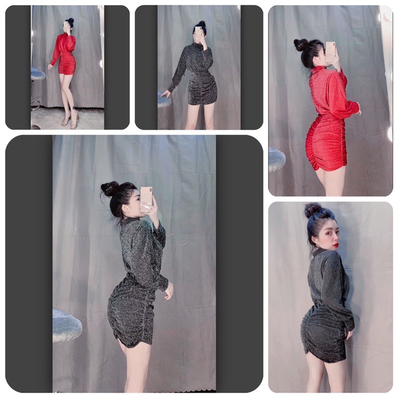 Đầm body nhũ kim sa nhún cao cấp hình thật sp-K3