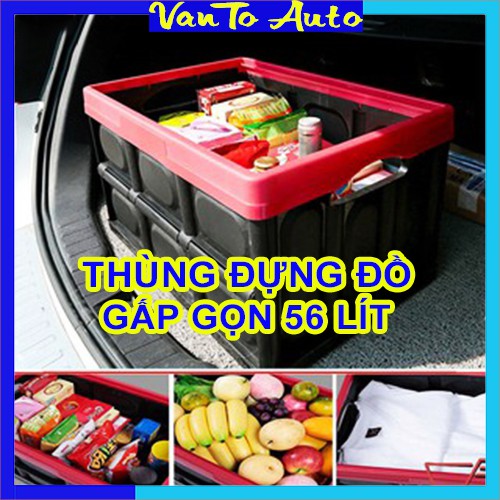 ⚡Video Thật⚡ Thùng Đựng Đồ Ô Tô Co Giãn Gấp Gọn 56 Lít- Hộp Đựng Đồ Cốp Sau Ô Tô