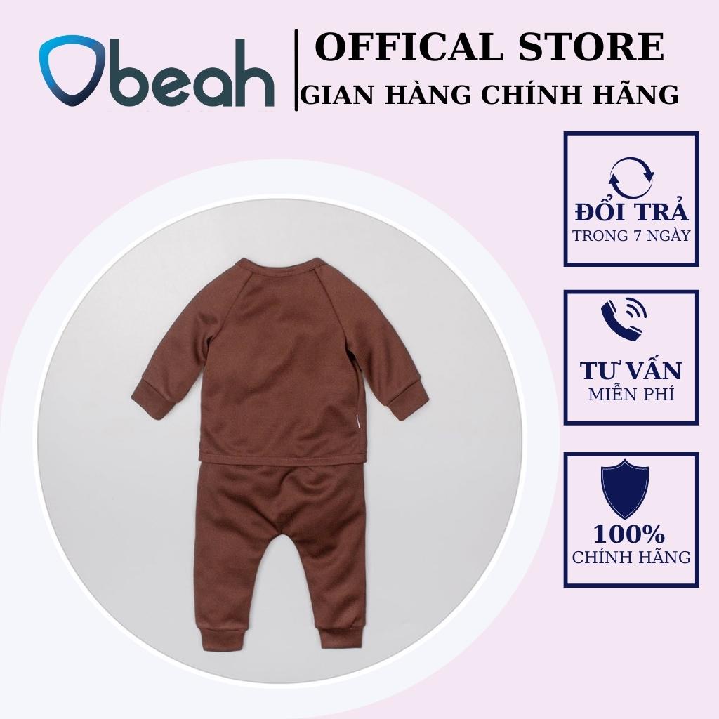 đồ bộ cho bé, set bộ kèm mũ màu Socola chất liệu cotton tổ ong Fullsize 59 đến 90 cho bé yêu từ 0 đến 24 tháng