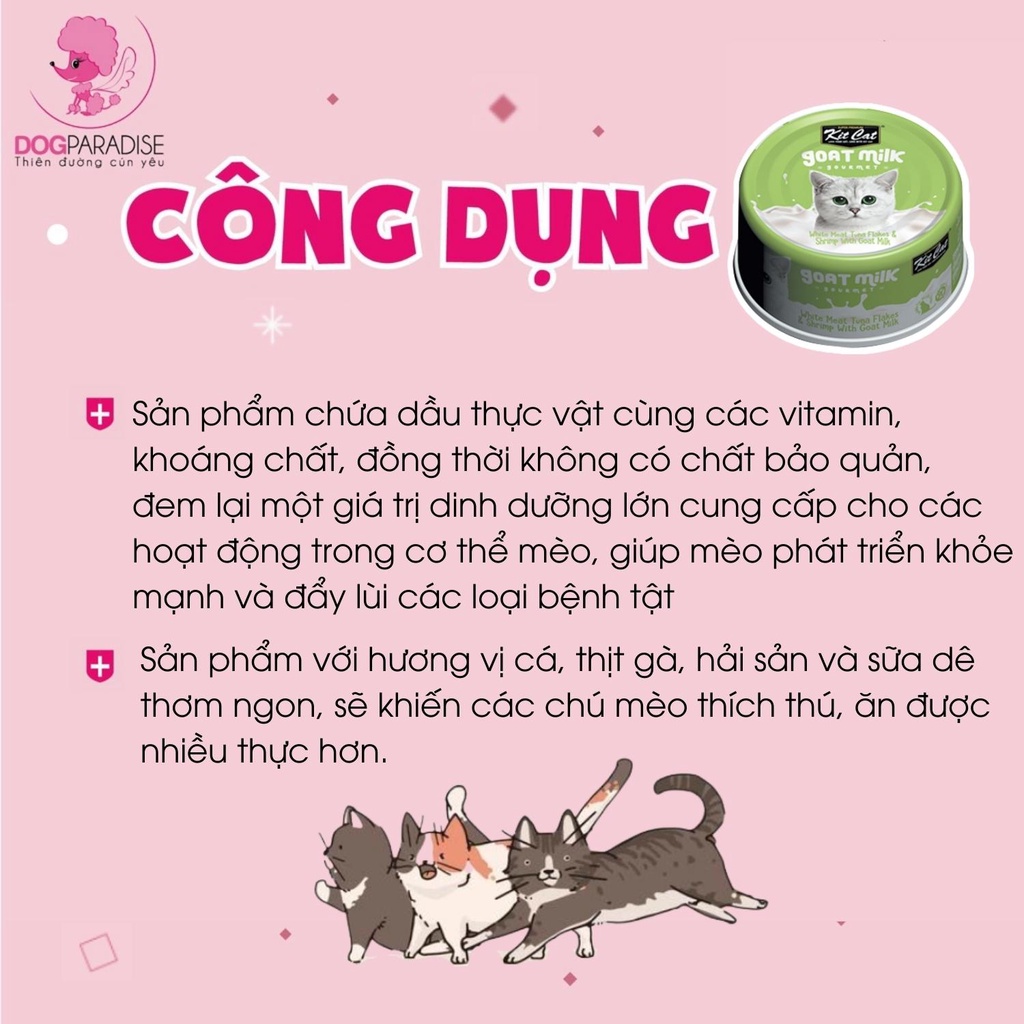 Pate sữa dê cho mèo KITCAT nhiều vị dễ ăn dễ tiêu hóa thơm ngon bổ dưỡng 70g - Dog Paradise