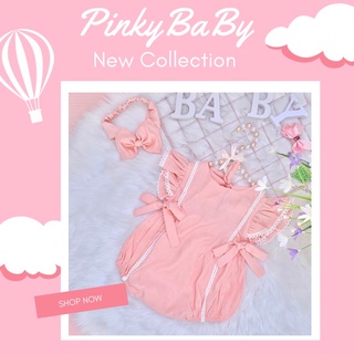 Bodysuit Nơ Hồng Tôm Cho Bé Gái Sơ Sinh 0-12 Tháng Kèm Băng Đô, Váy Sơ Sinh, Bodychip Đầy Tháng, Bodysuit Sơ Sinh