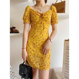 ĐẦM VÀNG HOA NÚT BỌC - HÀNG QC