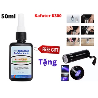 Keo uv dán kính kafuter k300 trong suốt dán mica ,dán kính với inox 50ml tặng kèm đèn uv