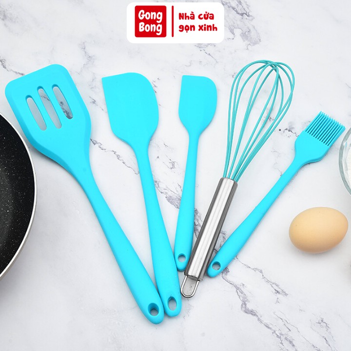 Bộ dụng cụ làm bánh 5 món chất liệu silicon cao cấp chịu nhiệt chống dính chống mài xước gia dụng nhà bếp