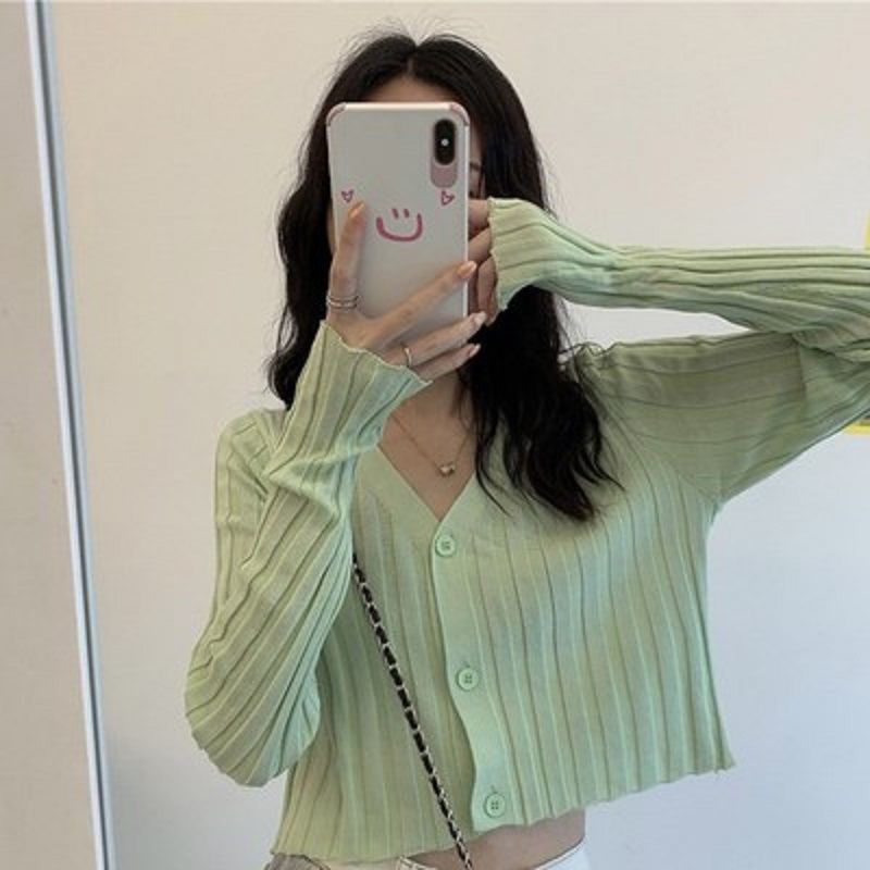 Áo khoác cardigan COZOK dệt kim tay dài chống nắng thời trang