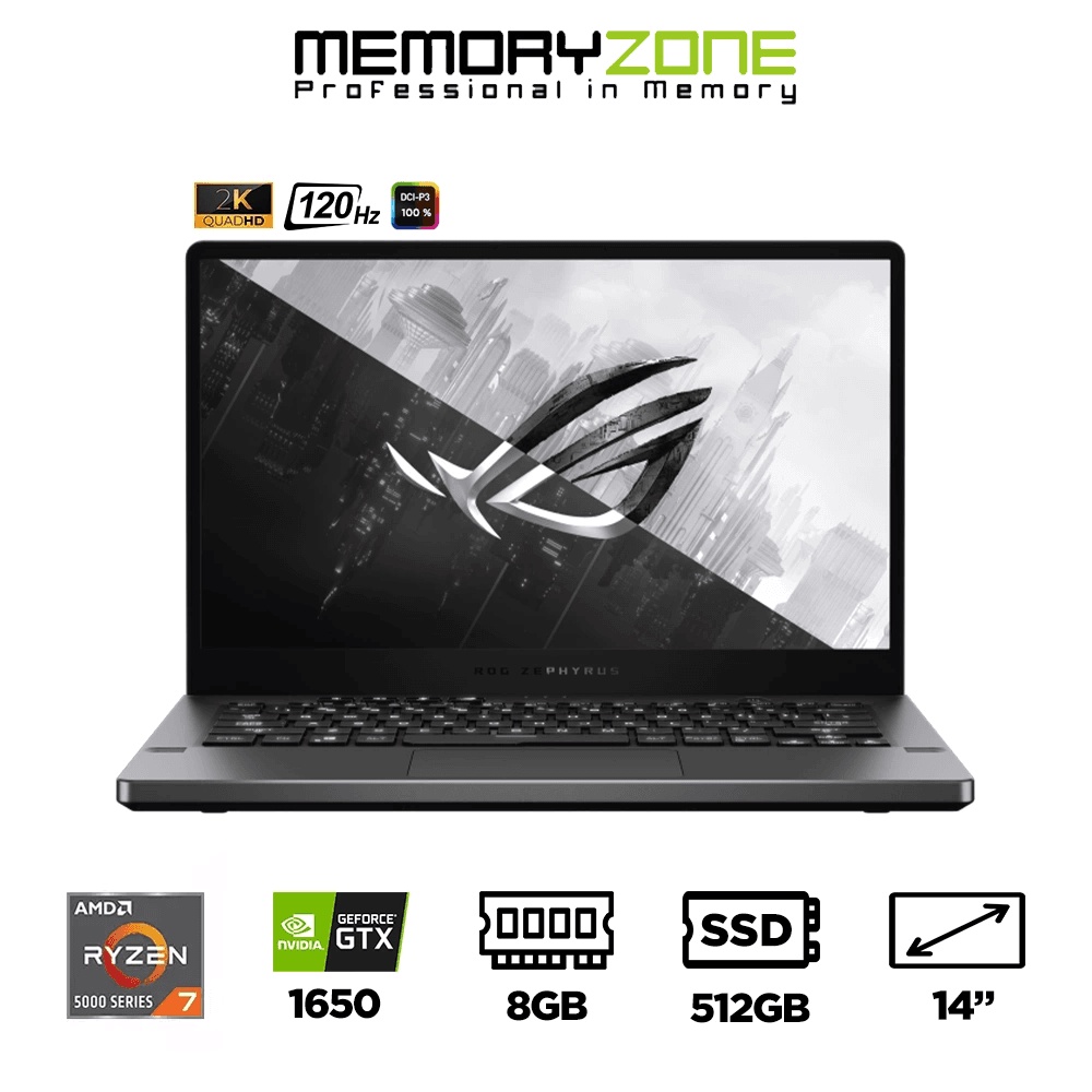 Máy tính Laptop Gaming Asus ROG Zephyrus G14 GA401QH-K2091W (Ryzen 7 5800HS,GTX 1650,Ram 8GB,SSD 512GB,14 Inch 120Hz QHD