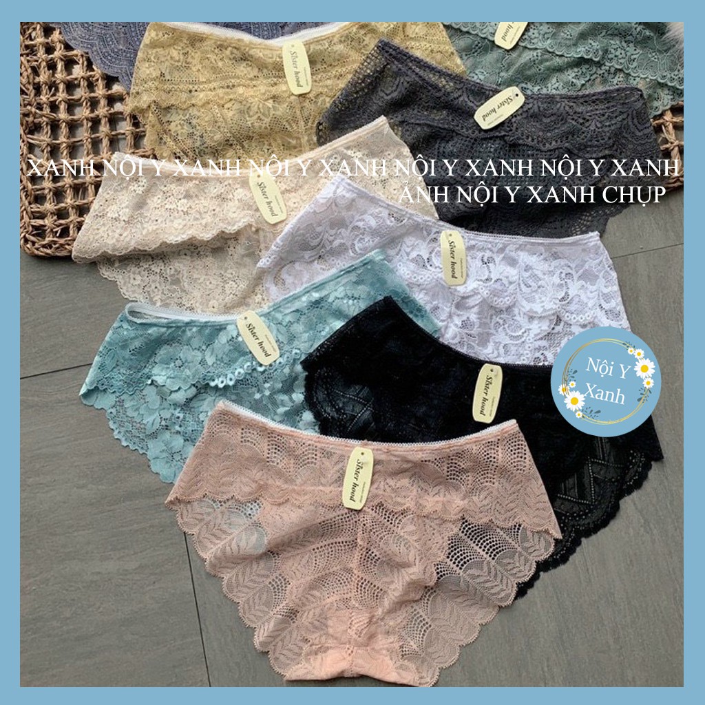 Quần Lót Nữ -Ren xuất Nhật mền mại thoáng khí trong suốt viền bèo sexy mã quyến rũ, chất mềm mại nội y xanh