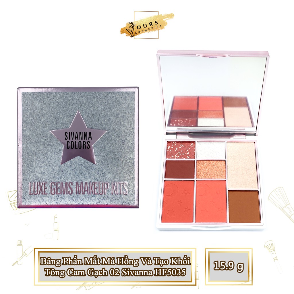 Bảng Phấn Mắt Má Hồng Và Tạo Khối Sivanna Colors Luxe Gems Makeup Kits HF5035 No.02 - Date 12/2024