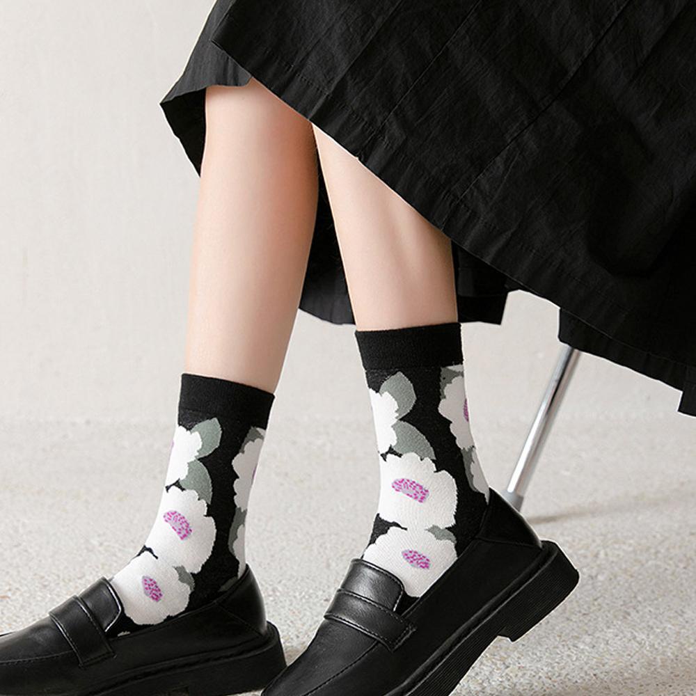 Vớ Cotton Chấm Bi Họa Tiết Hoa Retro Đường Phố Dễ Thương Thời Trang Thu Đông Cho Bé Gái