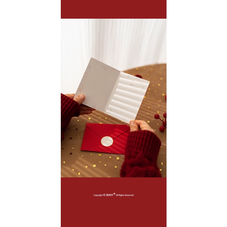 Thiệp tặng màu sắc đỏ sang trọng/ Thiệp chúc mừng năm mới - Có dòng kẻ ngang (8.5x11.5cm)